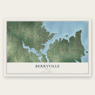Berryville, Texas map print, the full design