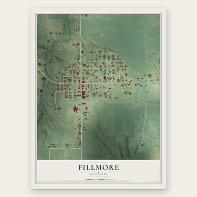 Fillmore, Illinois map print, the full design