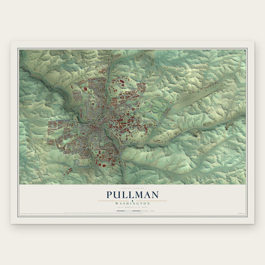 Pullman, Washington map print, the full design