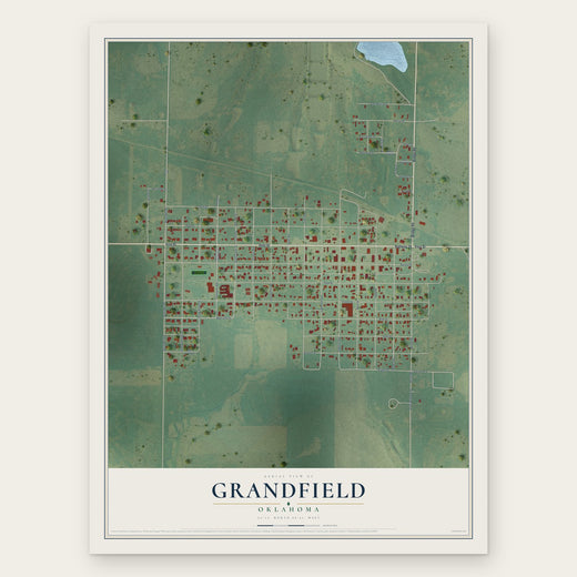 Grandfield, Oklahoma map print, the full design