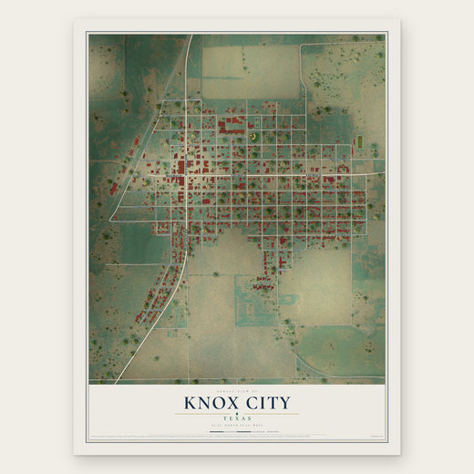 Knox City, Texas map print, the full design