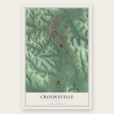 Crooksville, Ohio map print, the full design