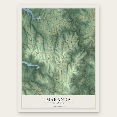 Makanda, Illinois map print, the full design