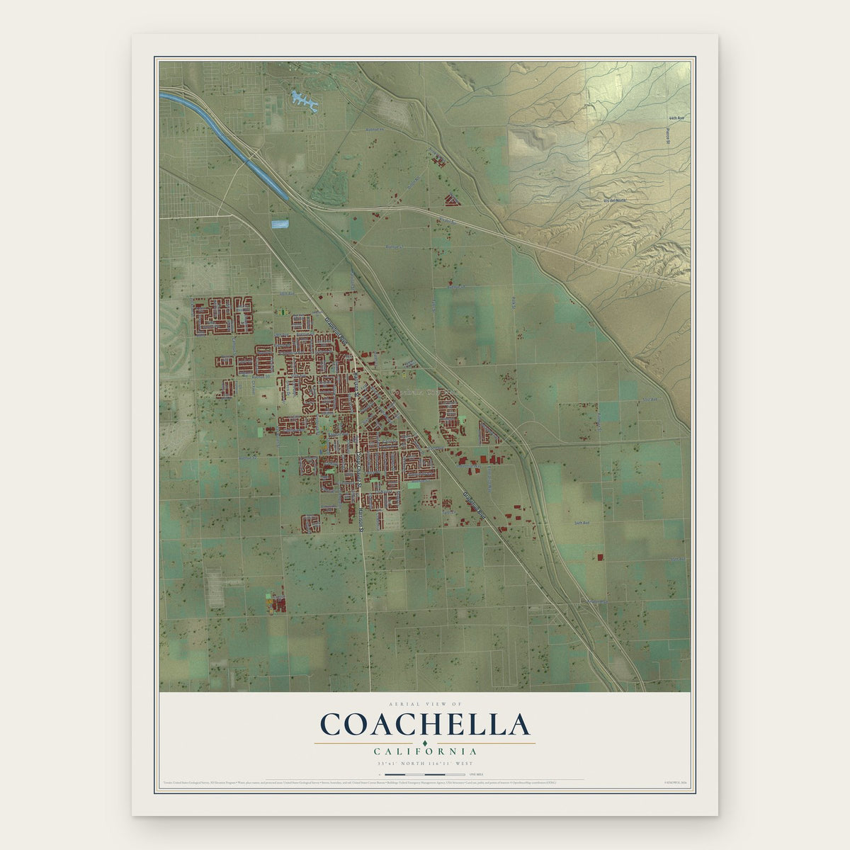 Coachella, California map print, the full design