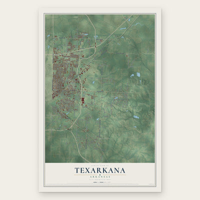 Texarkana, Arkansas map print, the full design