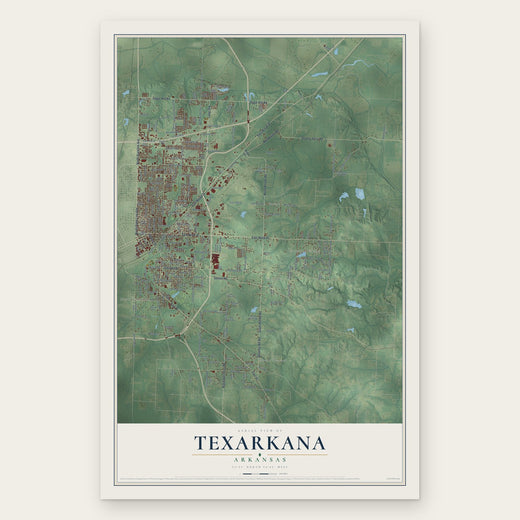 Texarkana, Arkansas map print, the full design