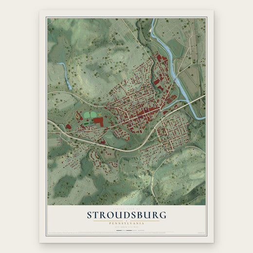 Stroudsburg, Pennsylvania map print, the full design