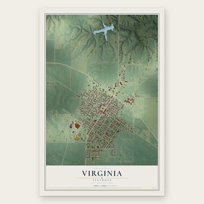 Virginia, Illinois map print, the full design
