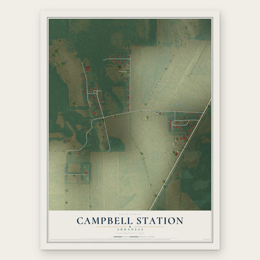 Campbell Station, Arkansas map print, the full design
