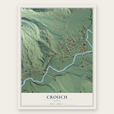 Crouch, Idaho map print, the full design