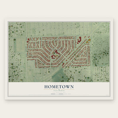 Hometown, Illinois map print, the full design