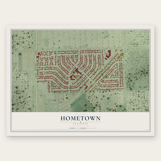 Hometown, Illinois map print, the full design