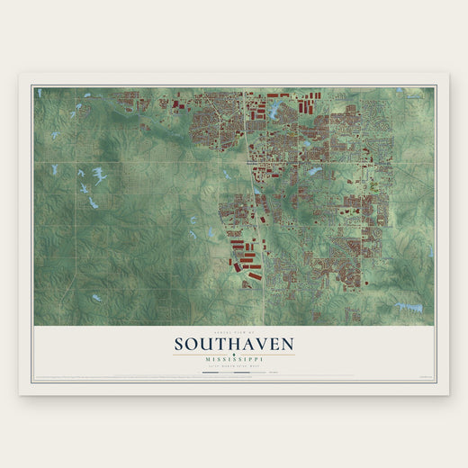 Southaven, Mississippi map print, the full design
