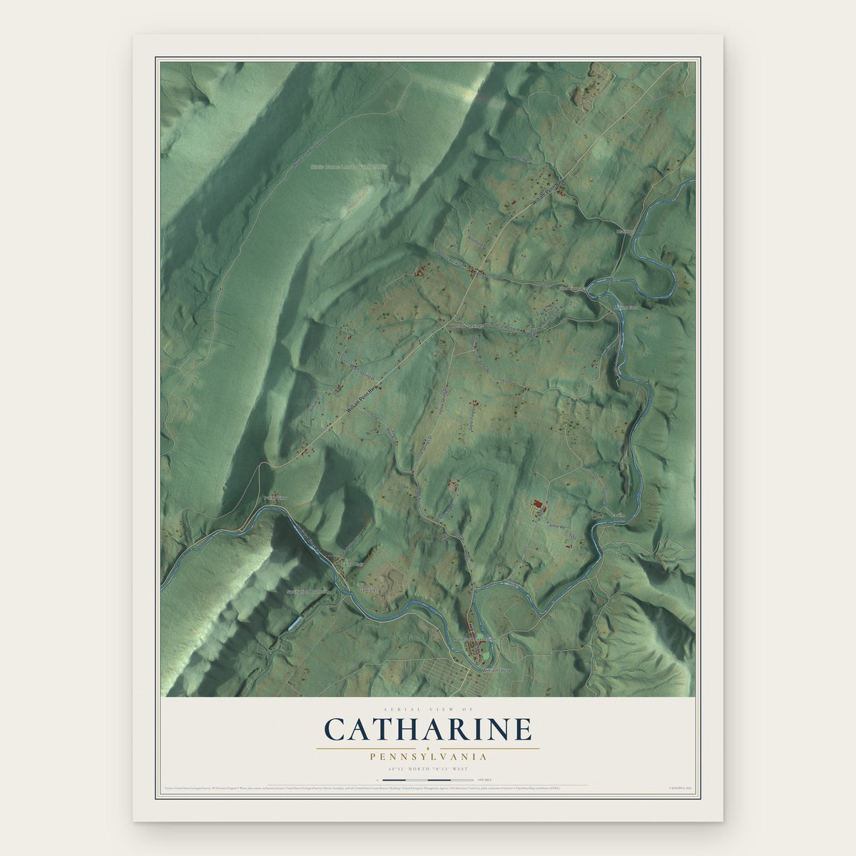 Catharine, Pennsylvania map print, the full design