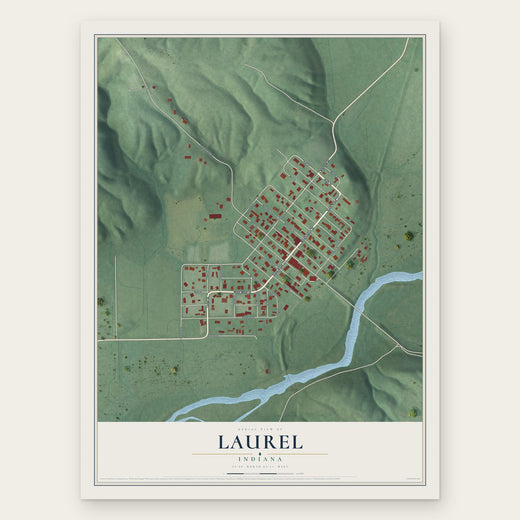 Laurel, Indiana map print, the full design