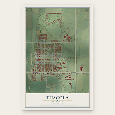 Tuscola, Illinois map print, the full design