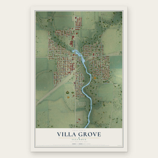 Villa Grove, Illinois map print, the full design