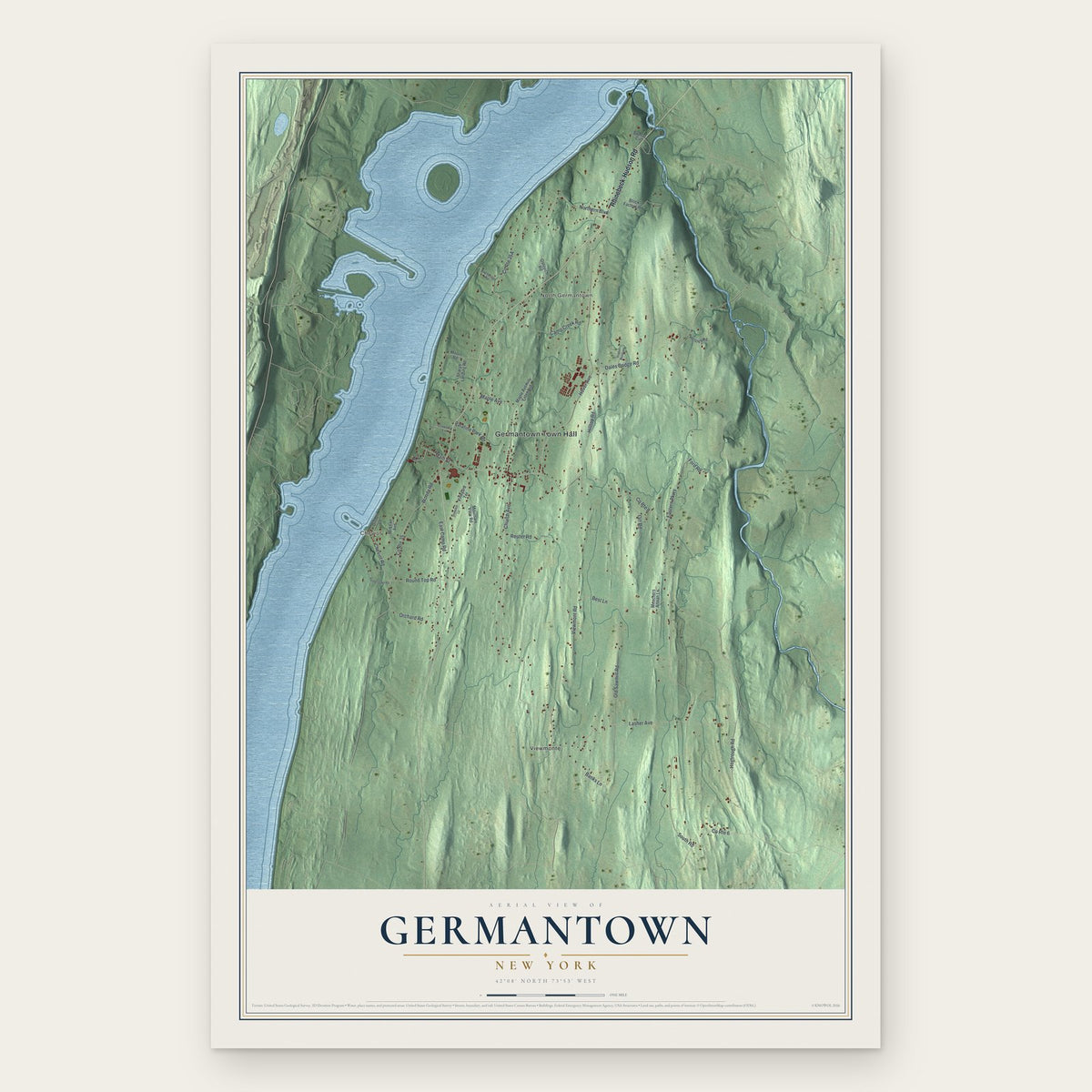 Germantown, New York map print, the full design