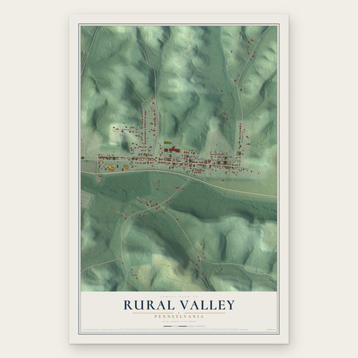 Rural Valley, Pennsylvania map print, the full design