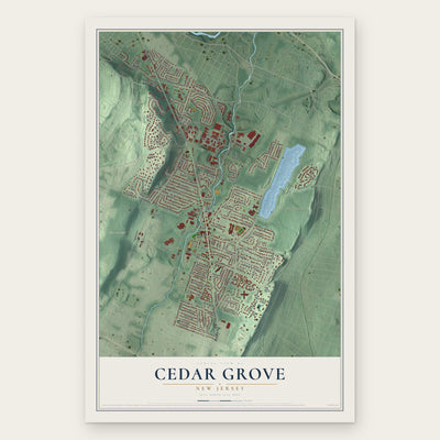 Cedar Grove, New Jersey map print, the full design