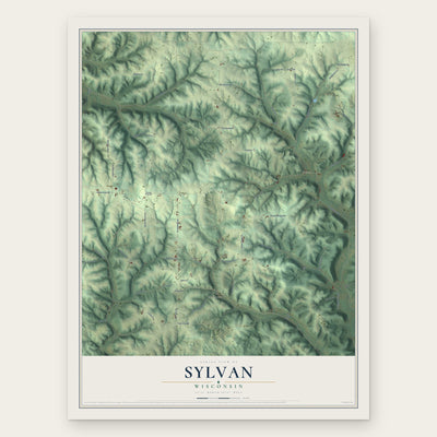 Sylvan, Wisconsin map print, the full design