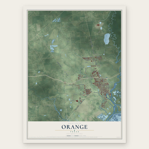 Orange, Texas map print, the full design