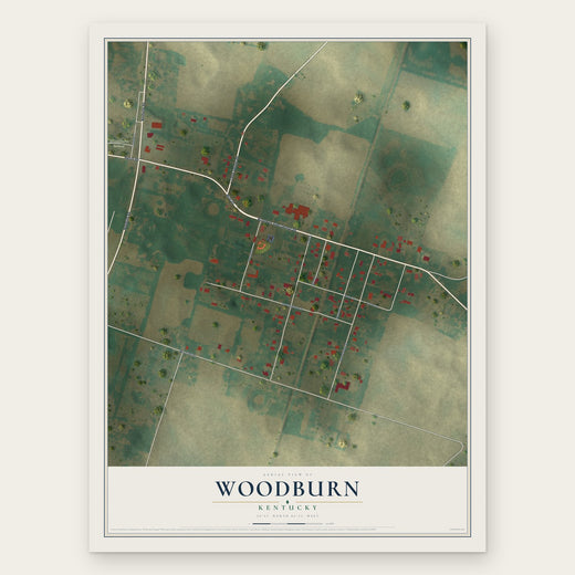 Woodburn, Kentucky map print, the full design