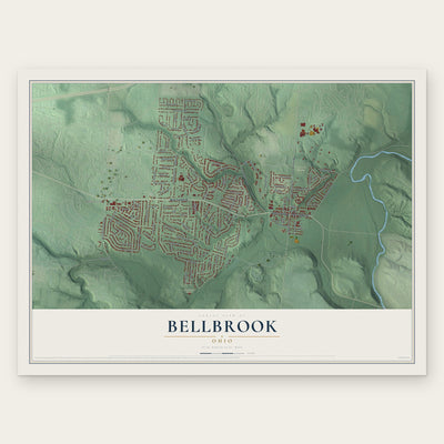 Bellbrook, Ohio map print, the full design