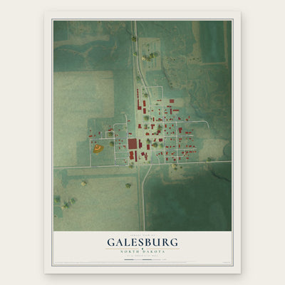 Galesburg, North Dakota map print, the full design