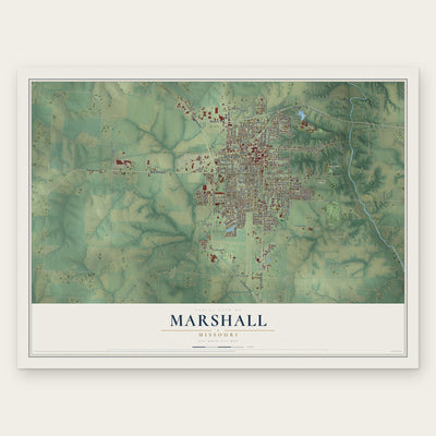 Marshall, Missouri map print, the full design