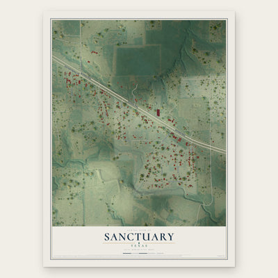 Sanctuary, Texas map print, the full design