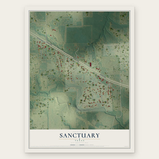 Sanctuary, Texas map print, the full design