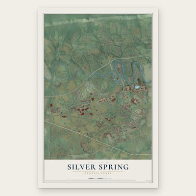 Silver Spring, Pennsylvania map print, the full design
