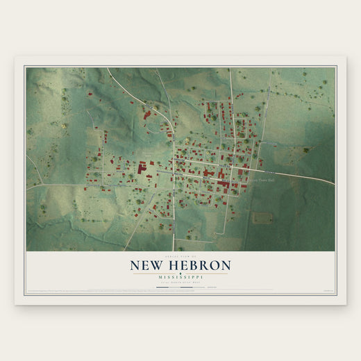 New Hebron, Mississippi map print, the full design