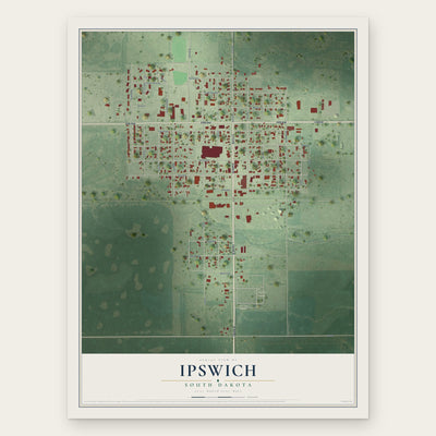 Ipswich, South Dakota map print, the full design