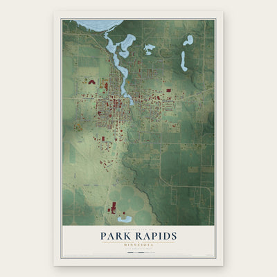 Park Rapids, Minnesota map print, the full design