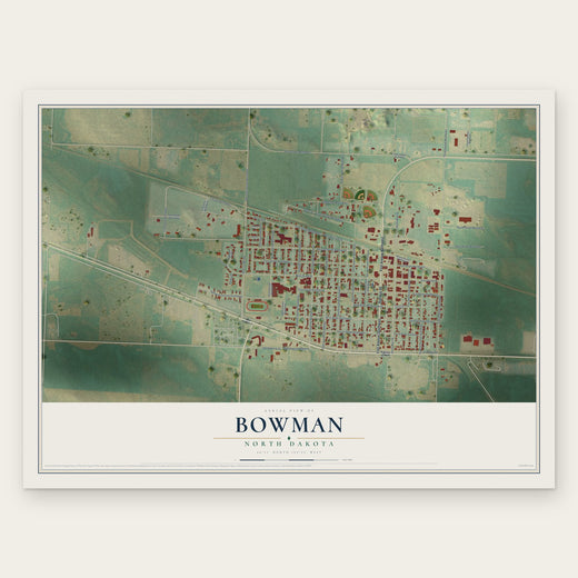 Bowman, North Dakota map print, the full design