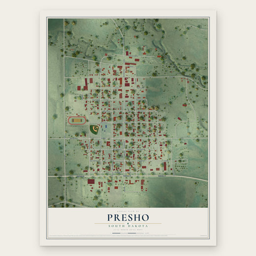 Presho, South Dakota map print, the full design