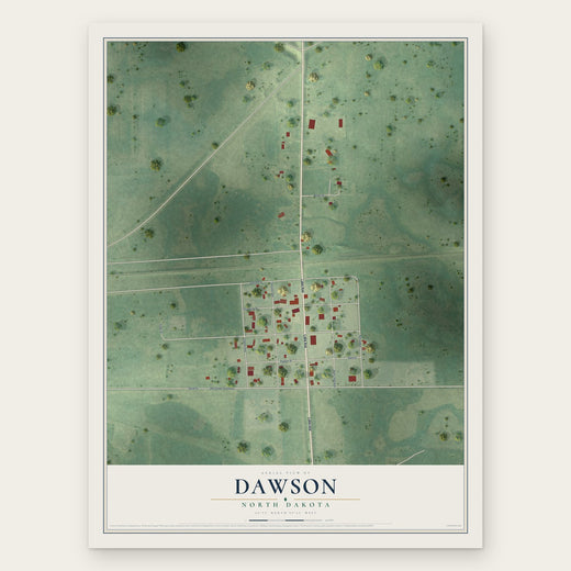 Dawson, North Dakota map print, the full design