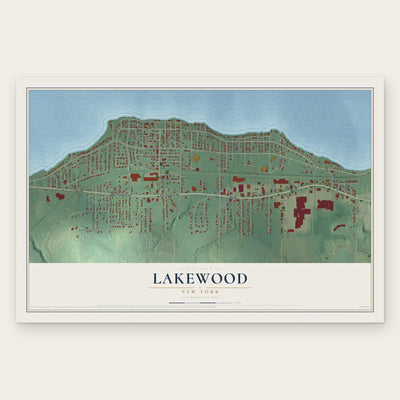 Lakewood, New York map print, the full design