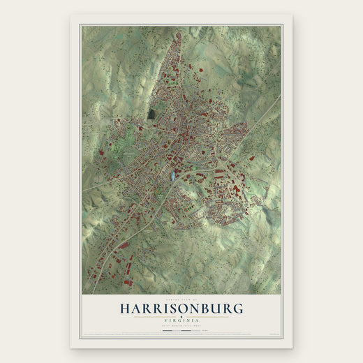 Harrisonburg, Virginia map print, the full design