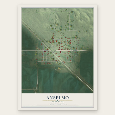 Anselmo, Nebraska map print, the full design