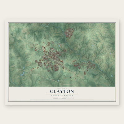 Clayton, North Carolina map print, the full design