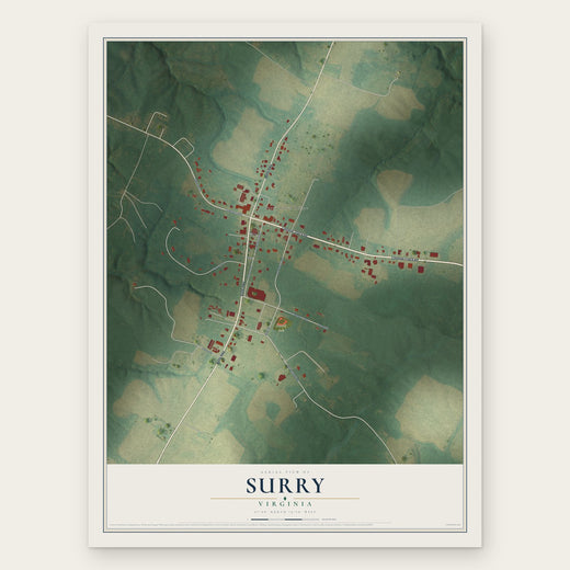 Surry, Virginia map print, the full design