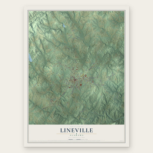 Lineville, Alabama map print, the full design
