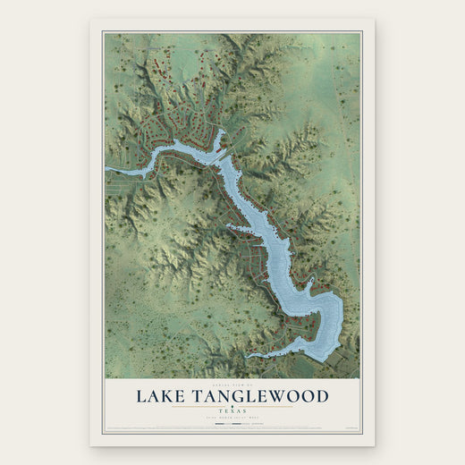 Lake Tanglewood, Texas map print, the full design