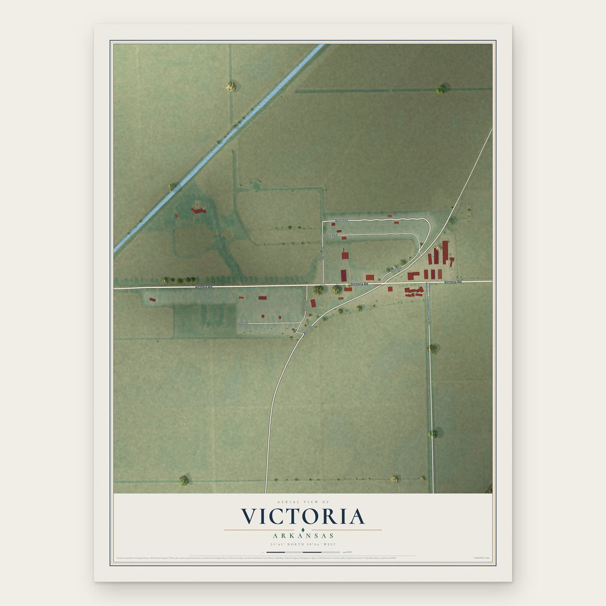 Victoria, Arkansas map print, the full design