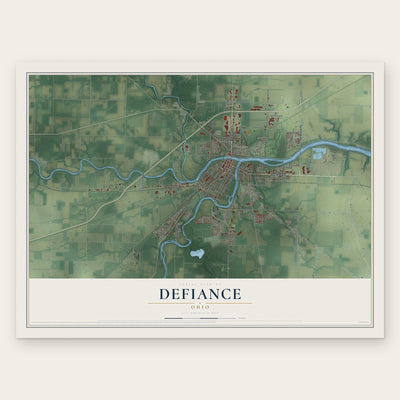 Defiance, Ohio map print, the full design