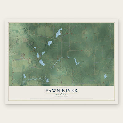 Fawn River, Michigan map print, the full design