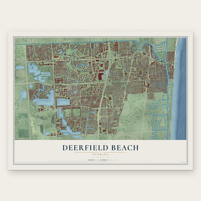 Deerfield Beach, Florida map print, the full design